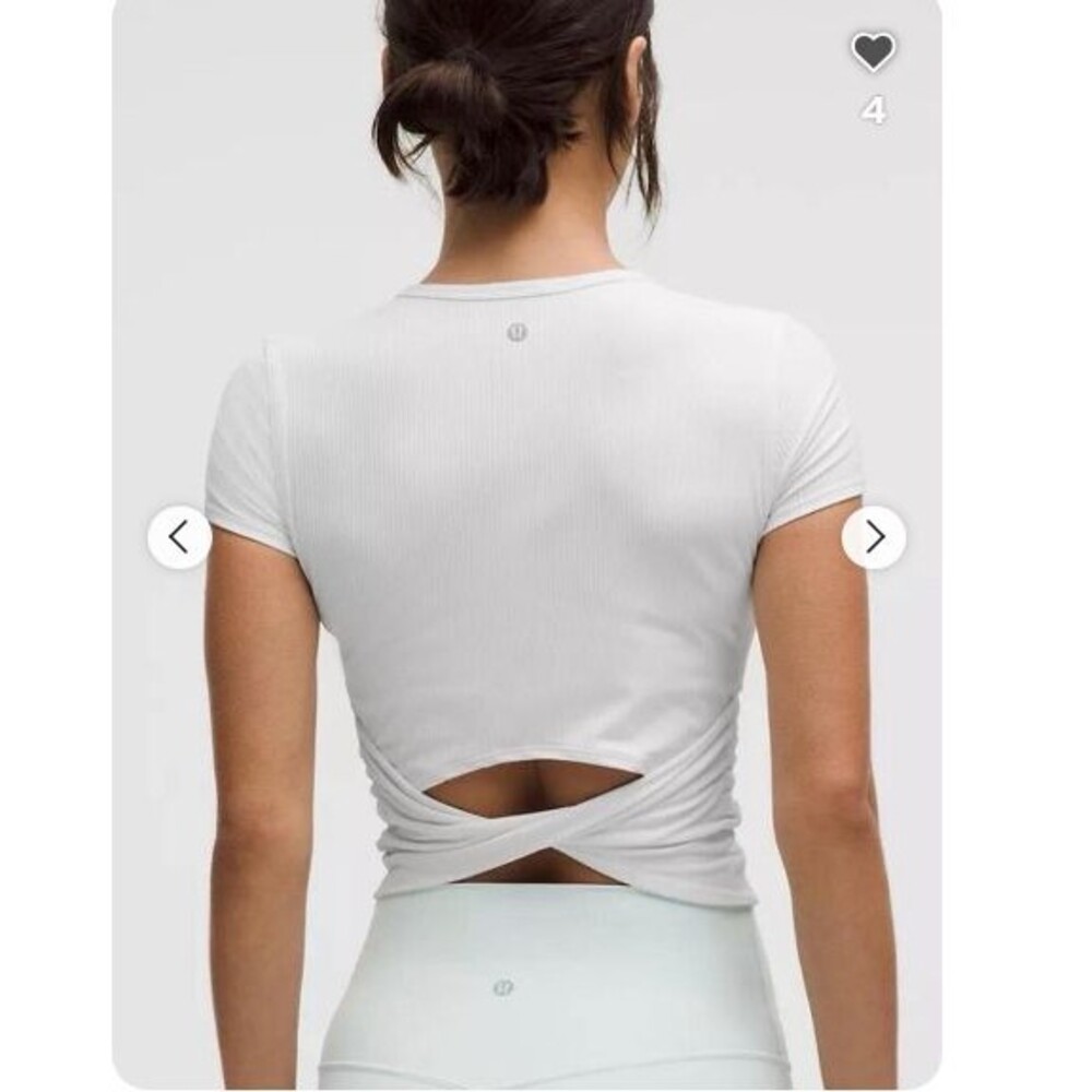 LULULEMON All It Takes Back-Twist Ribbed Nulu Short Sleeve Shirt White 6 NWT